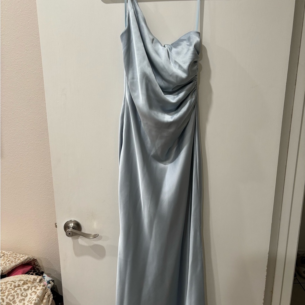 Revelry Baby Blue One Shoulder Dress